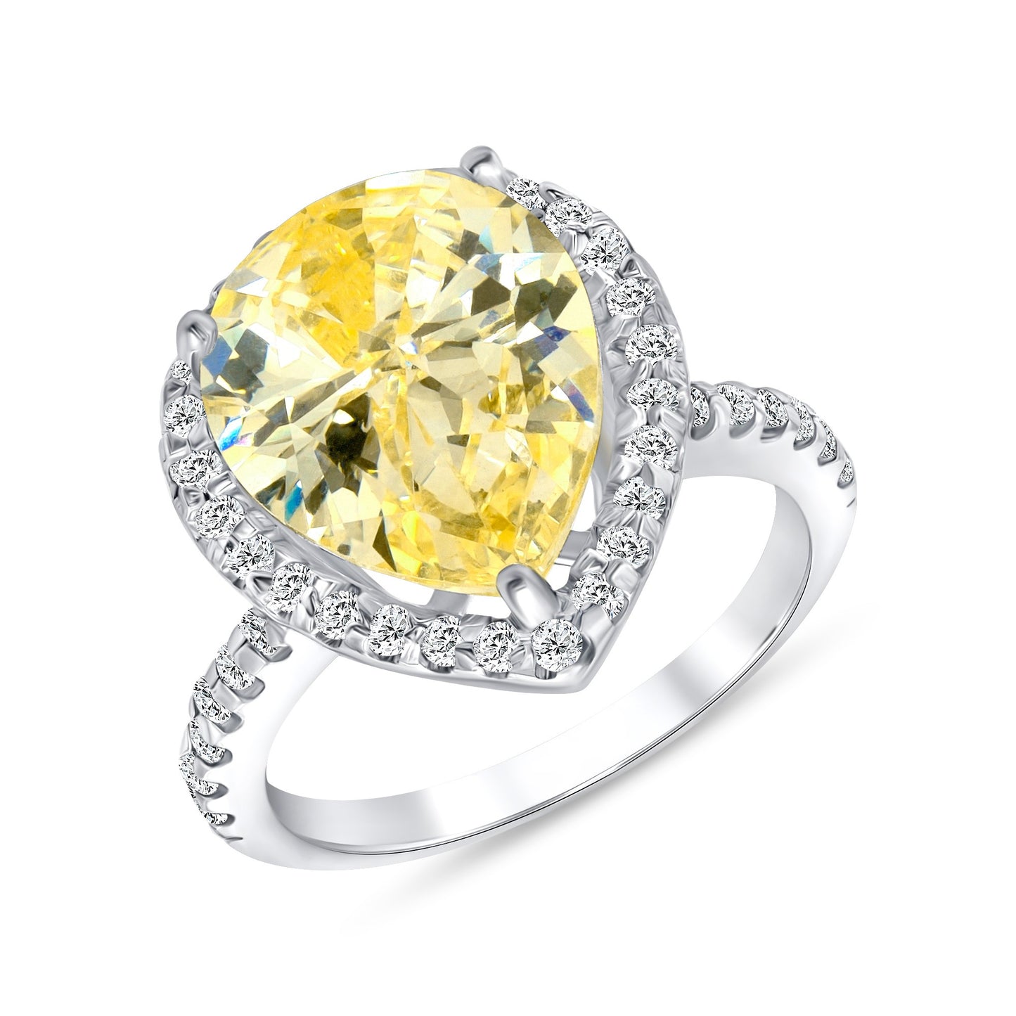 Yellow Diamond Pear Centerstone Engagement Ring