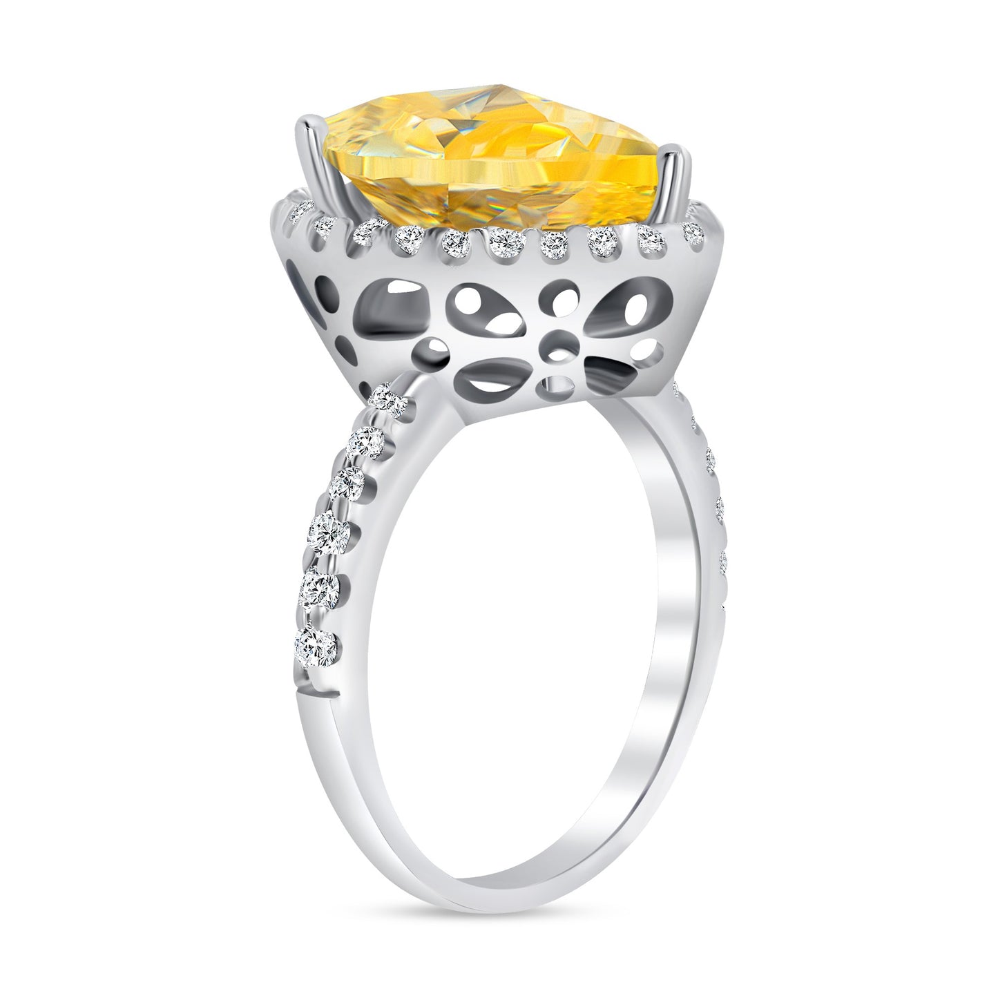 Yellow Diamond Pear Centerstone Engagement Ring