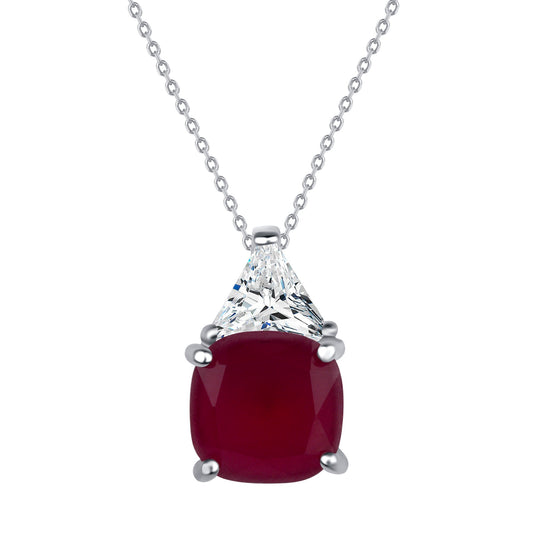 Cushion Cut Ruby Diamond Necklace