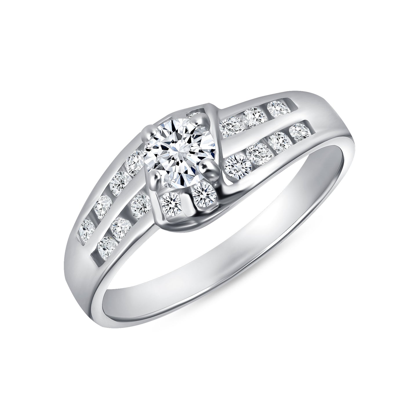 Chrome Love Round Centerstone Engagement Ring