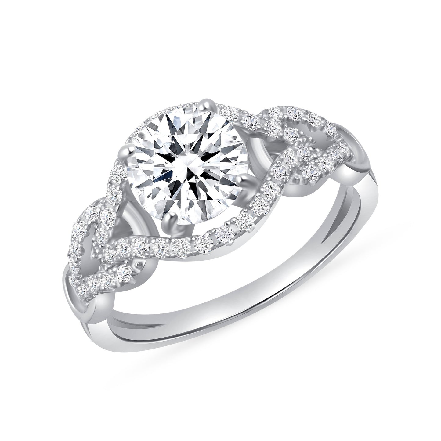 Radiant Iris Round Centerstone Engagement Ring