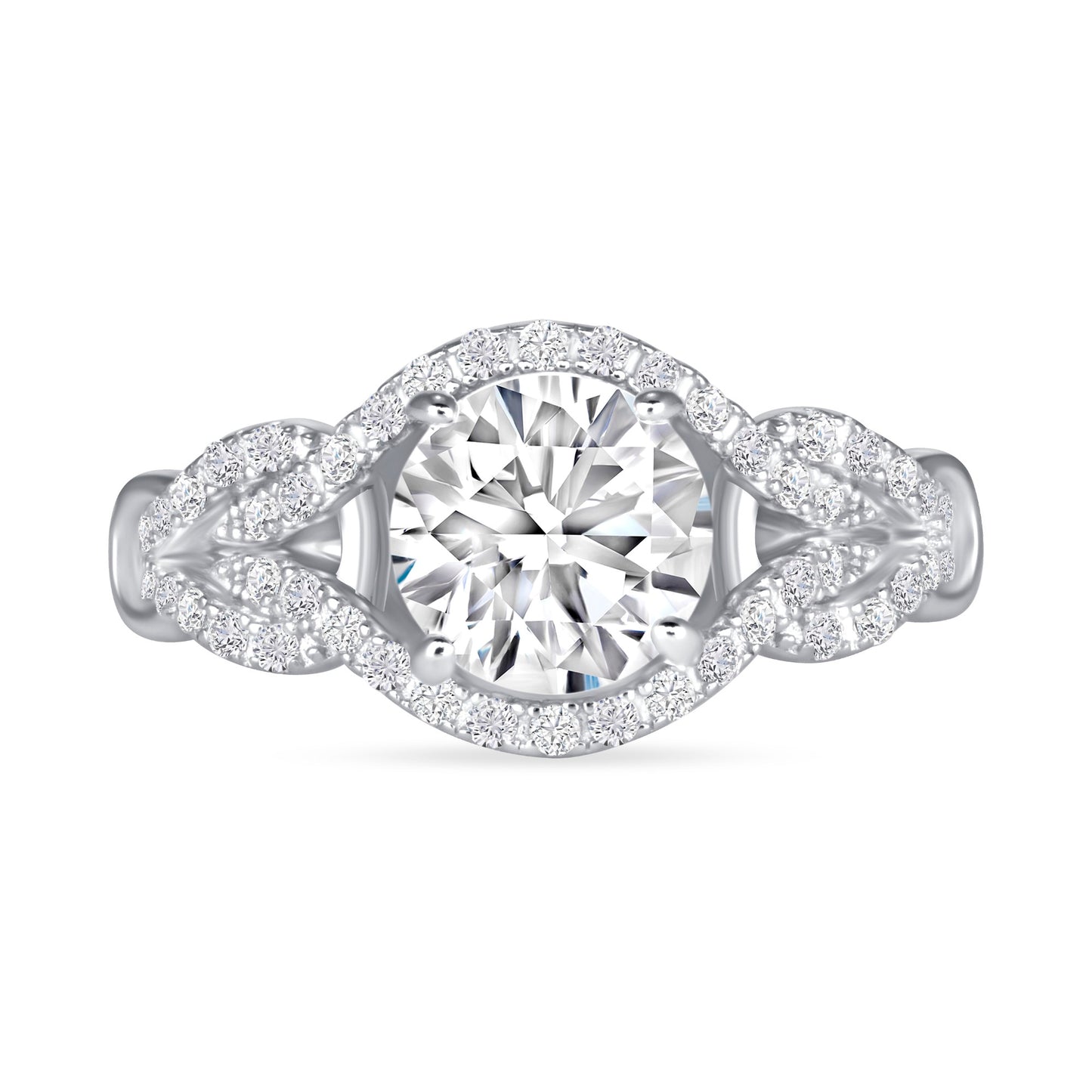 Radiant Iris Round Centerstone Engagement Ring