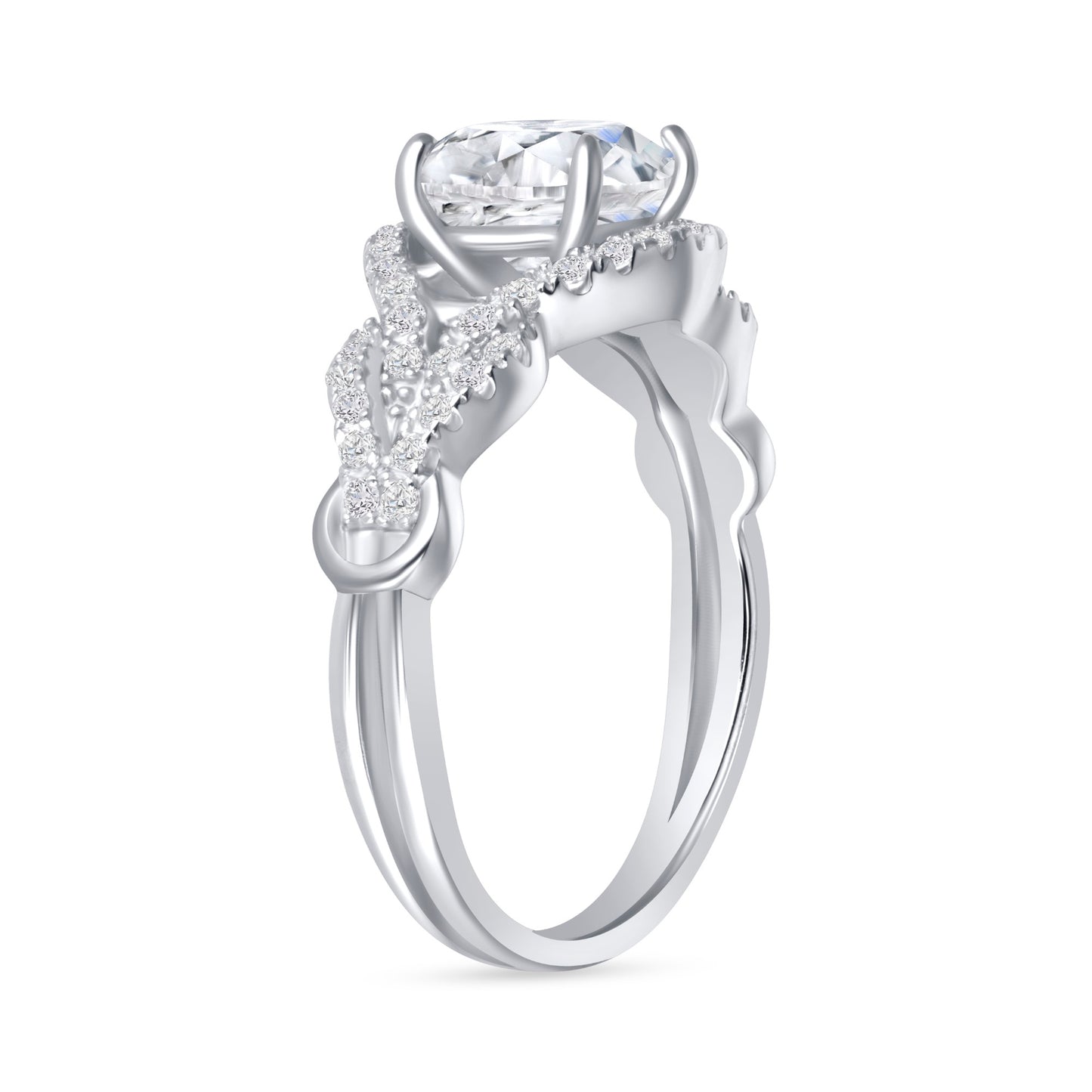 Radiant Iris Round Centerstone Engagement Ring