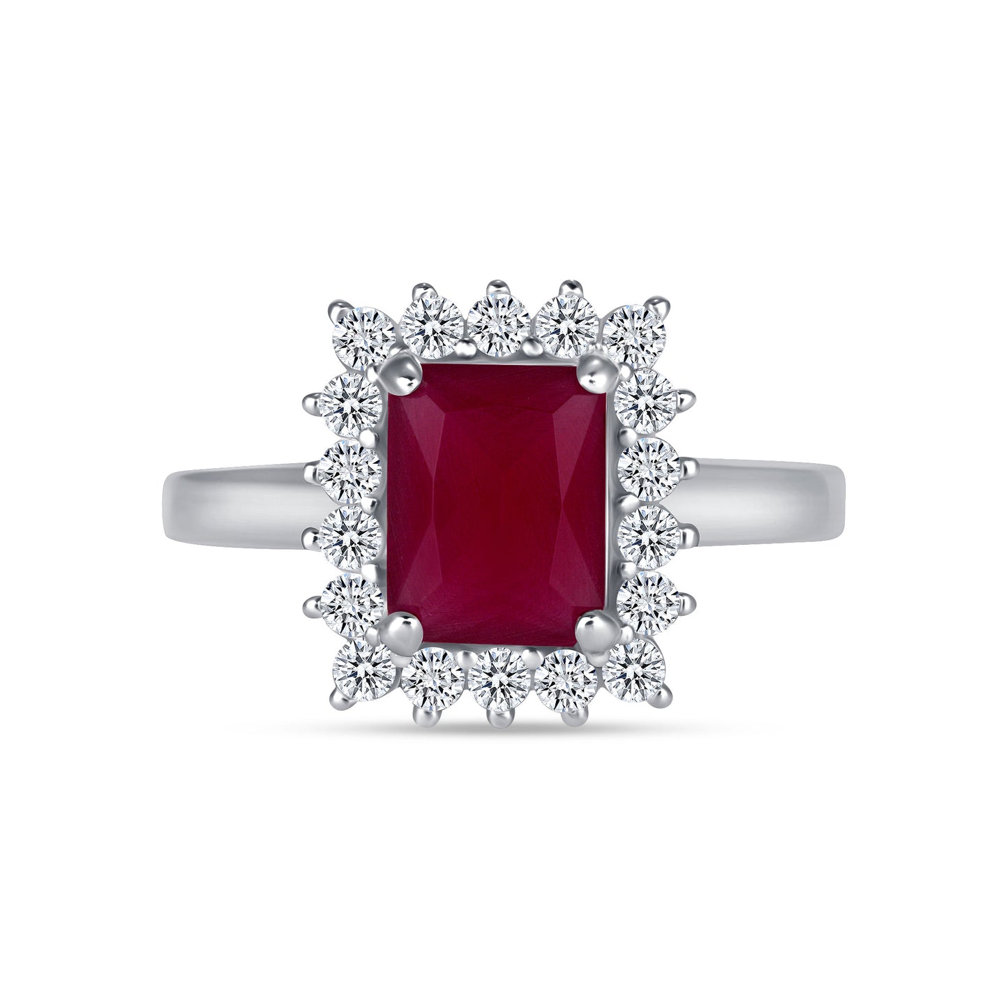 Benevolent Emerald Cut Centerstone Ruby Engagement Ring