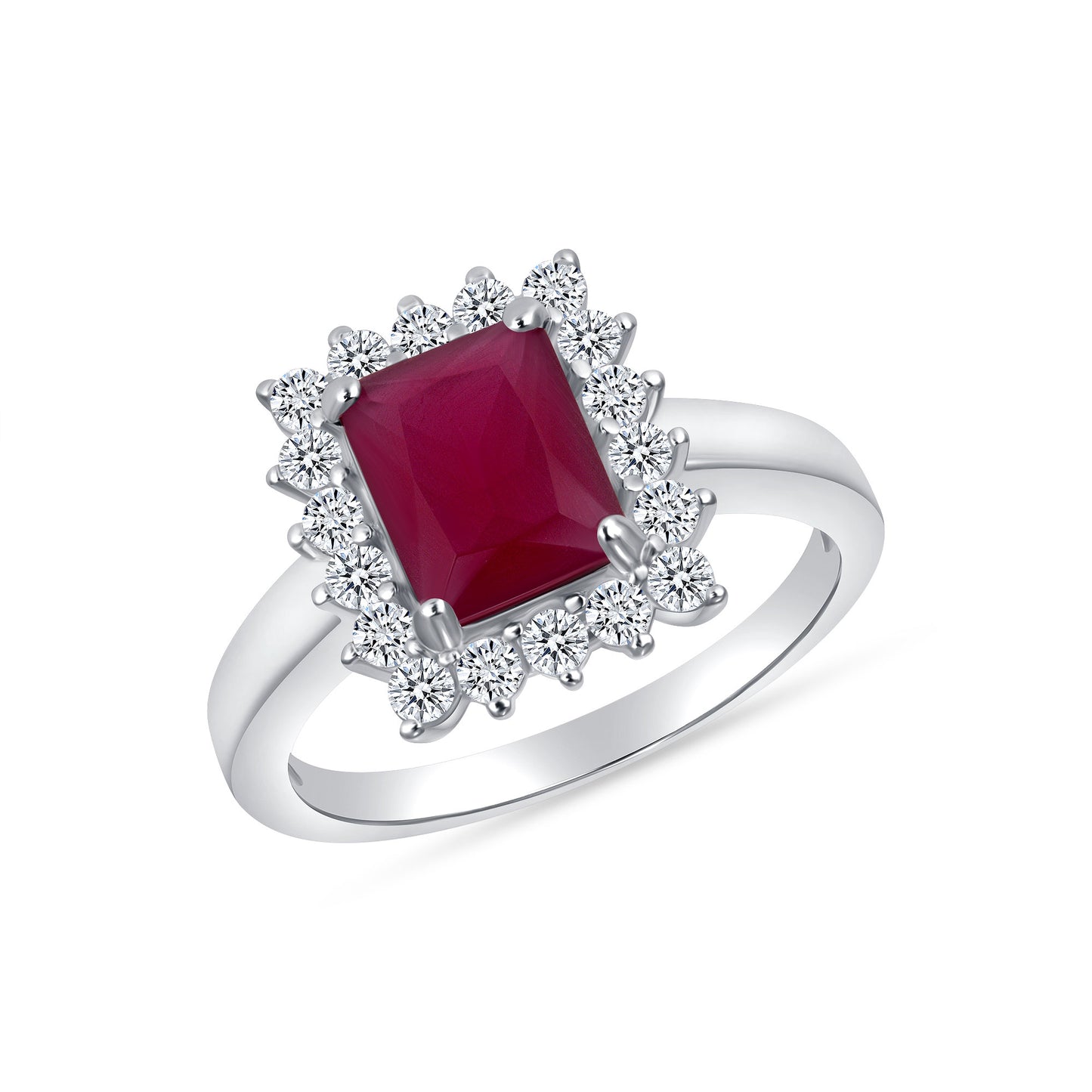 Benevolent Emerald Cut Centerstone Ruby Engagement Ring