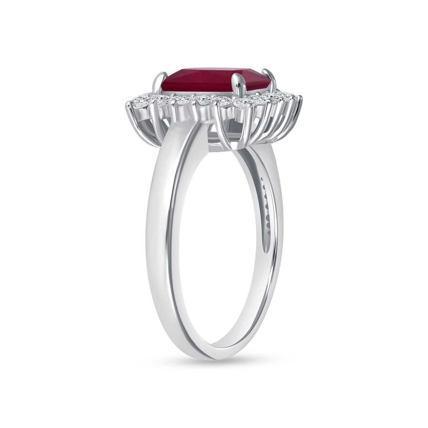 Benevolent Emerald Cut Centerstone Ruby Engagement Ring