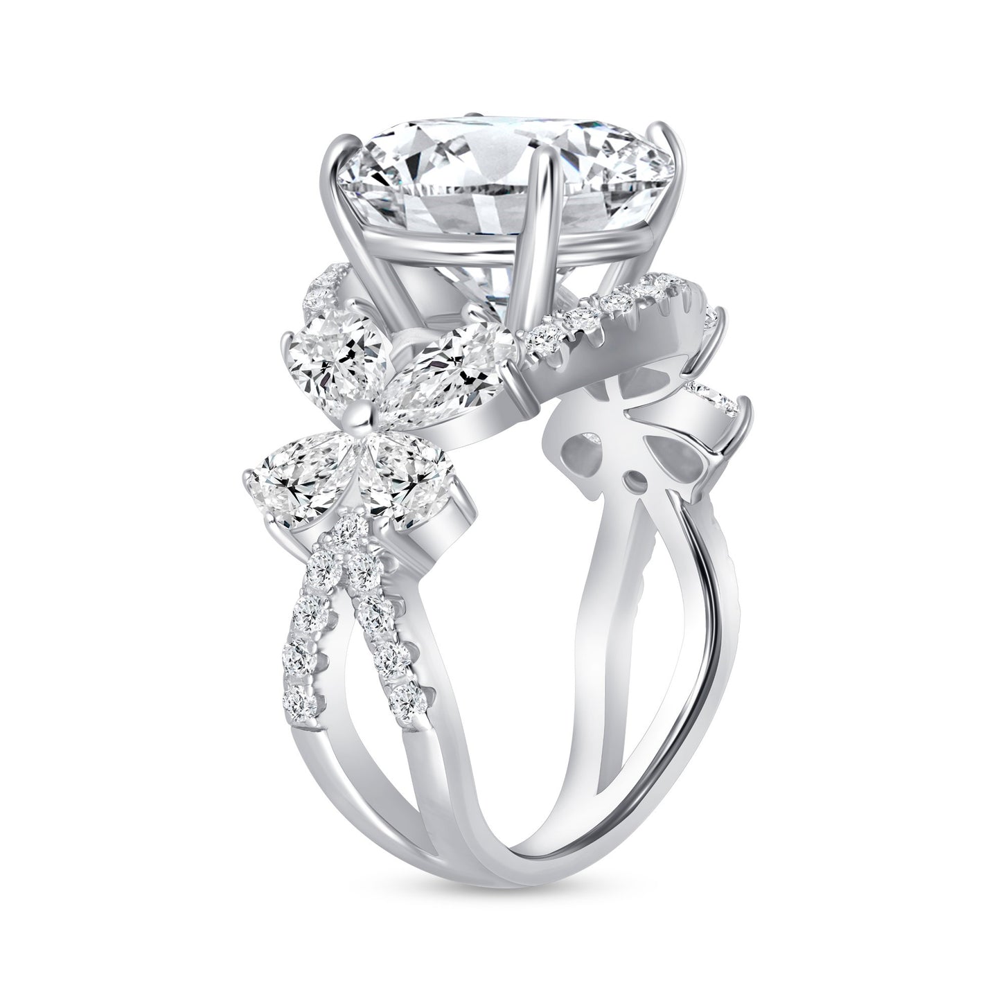 Butterfly Enchantment Round Centerstone Engagement Ring