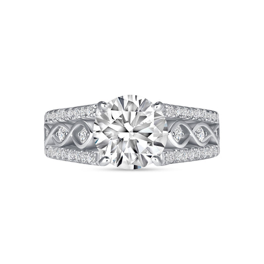 Floral Elizabeth Round Centerstone Engagement Ring