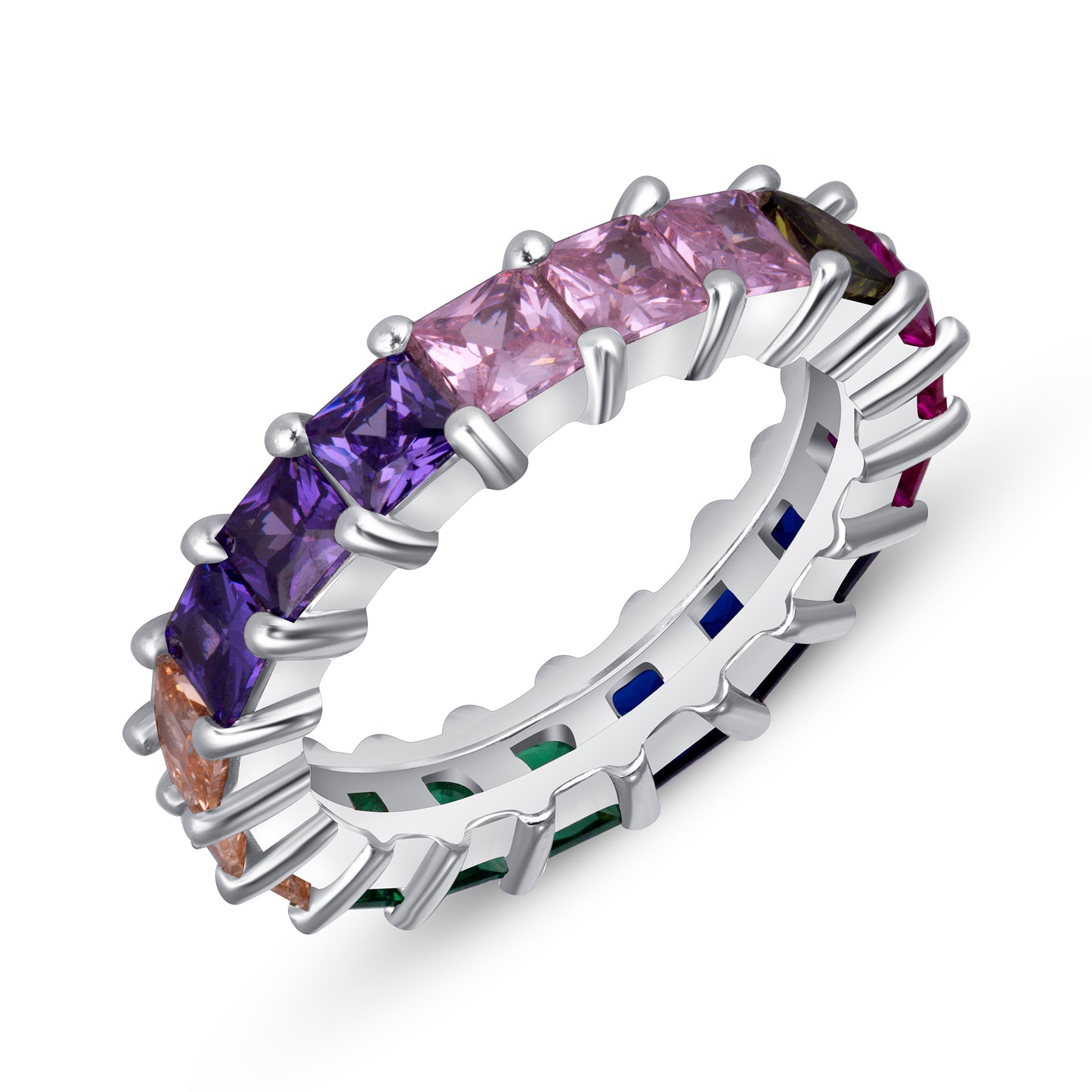 Sierra Multicolor Gemstone Eternity Band