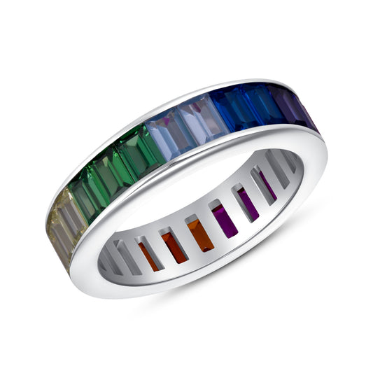 Continuum Eternity Band Emerald Cut Colorstones