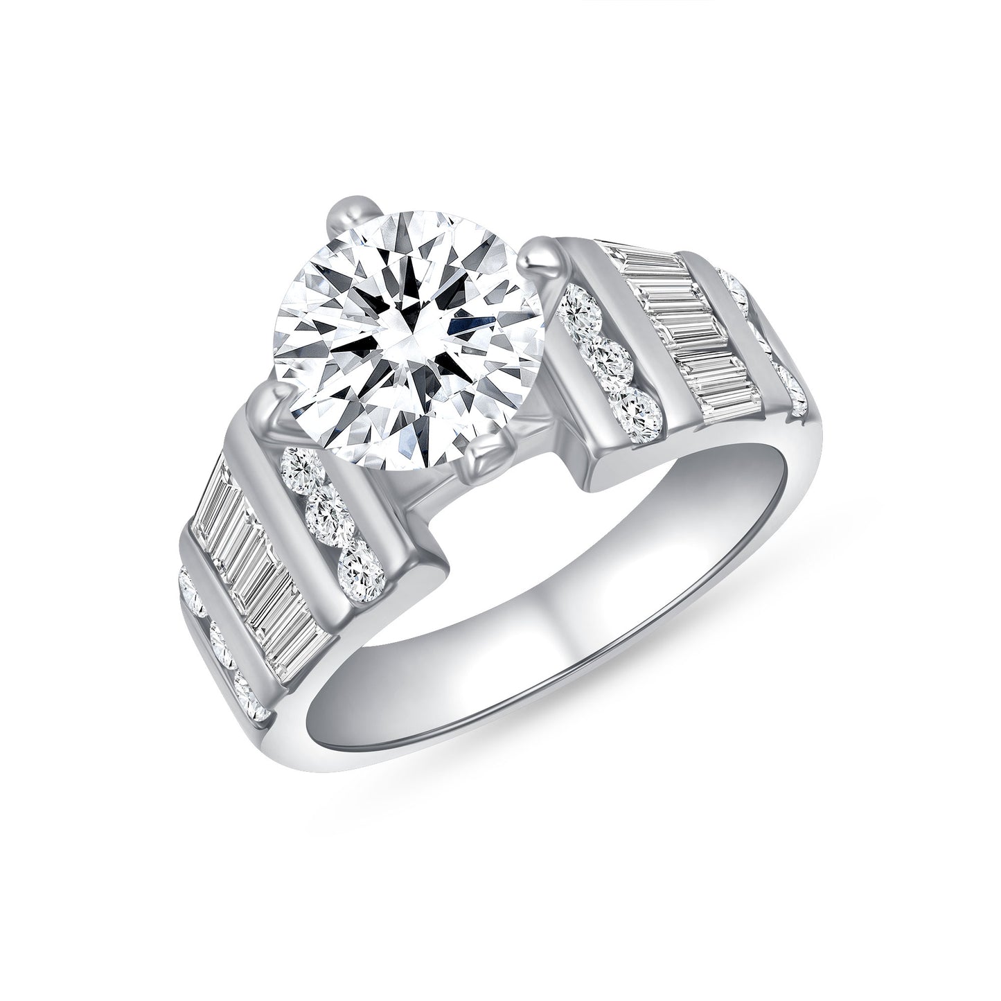 Lilian Round Centerstone Engagement Ring