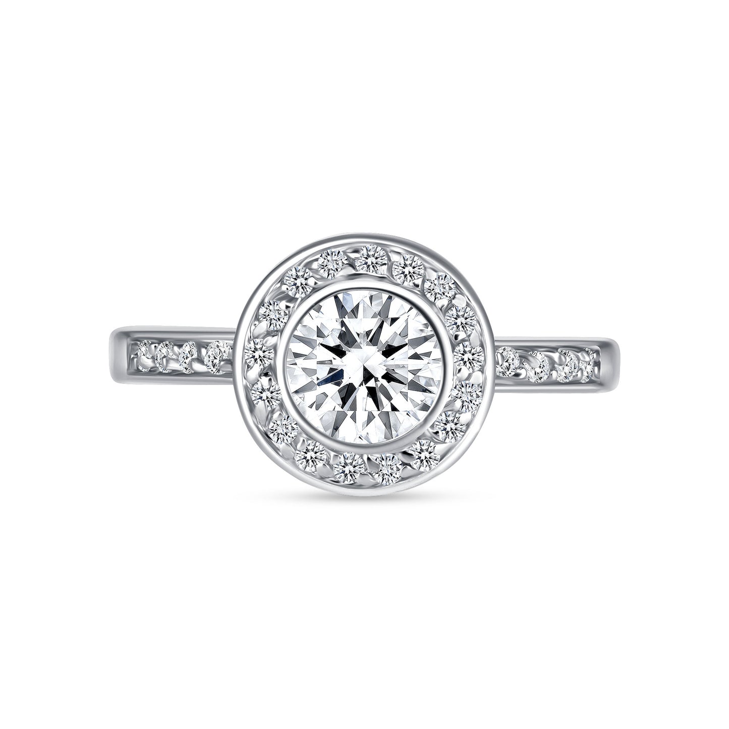 Stellar Halo Round Centerstone Engagement Ring