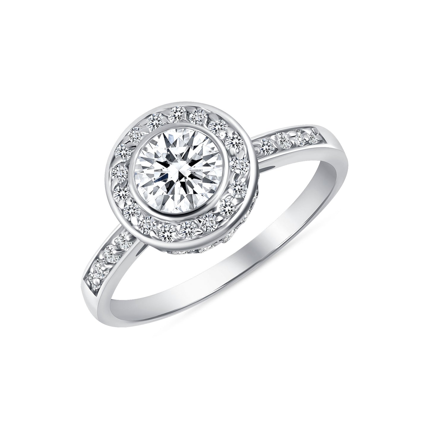 Stellar Halo Round Centerstone Engagement Ring