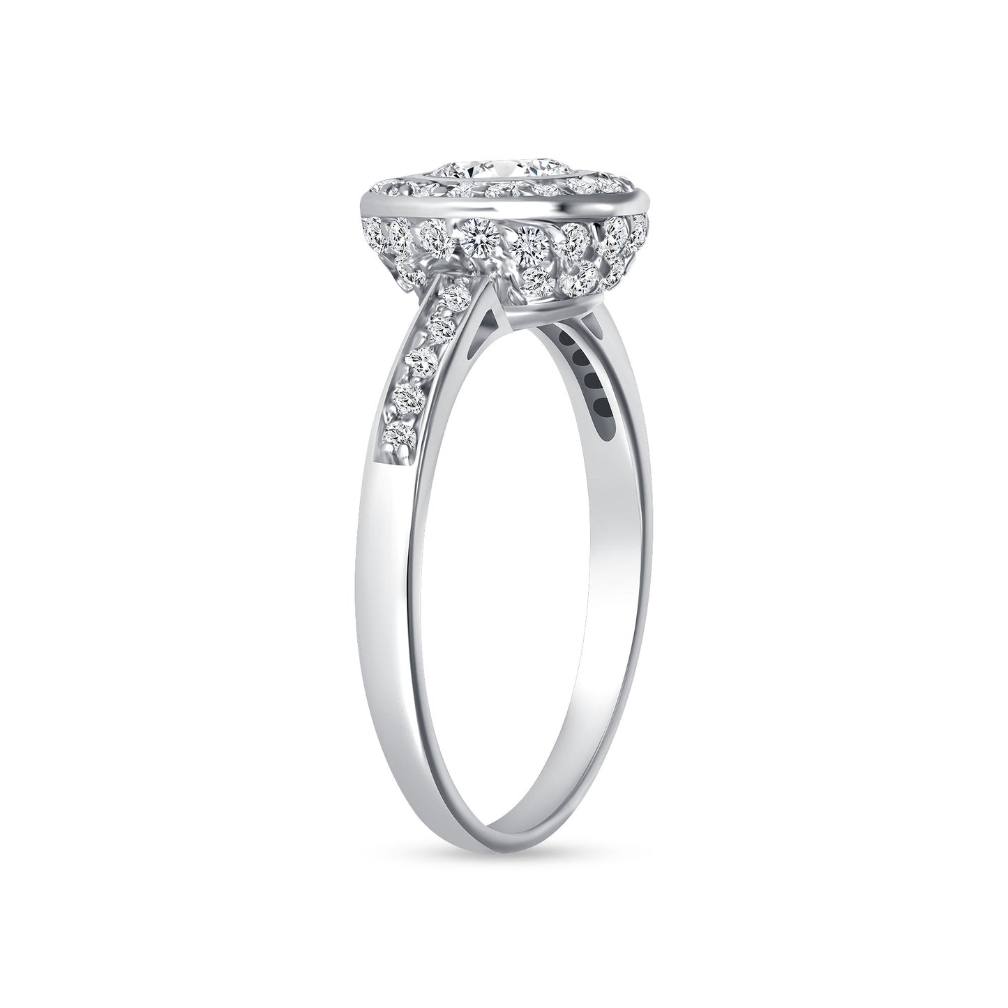 Stellar Halo Round Centerstone Engagement Ring