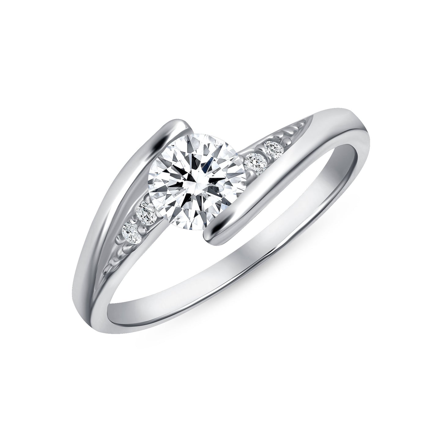 Kiss Round Centerstone Engagement Ring