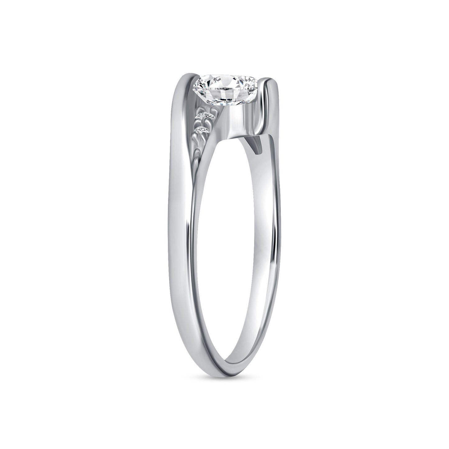 Kiss Round Centerstone Engagement Ring