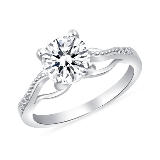 Rippled Elegance Round Centerstone Engagement Ring