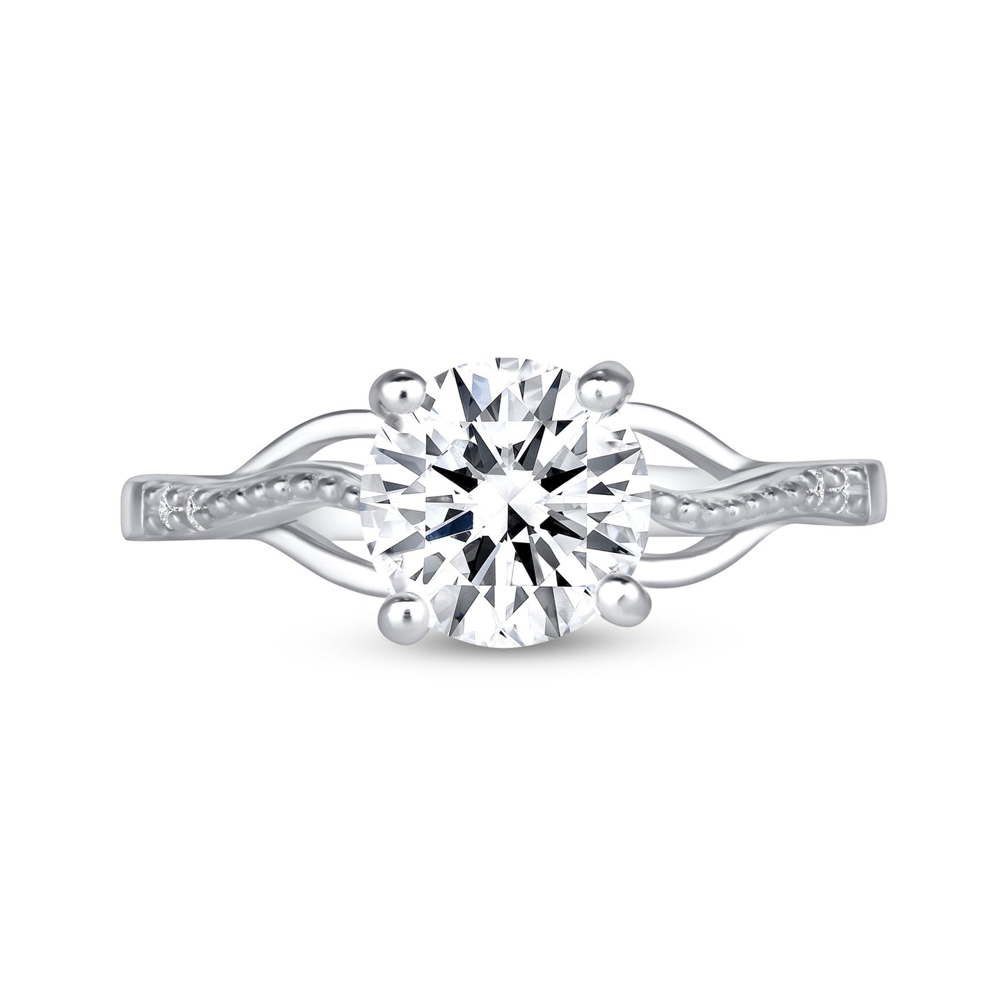 Rippled Elegance Round Centerstone Engagement Ring