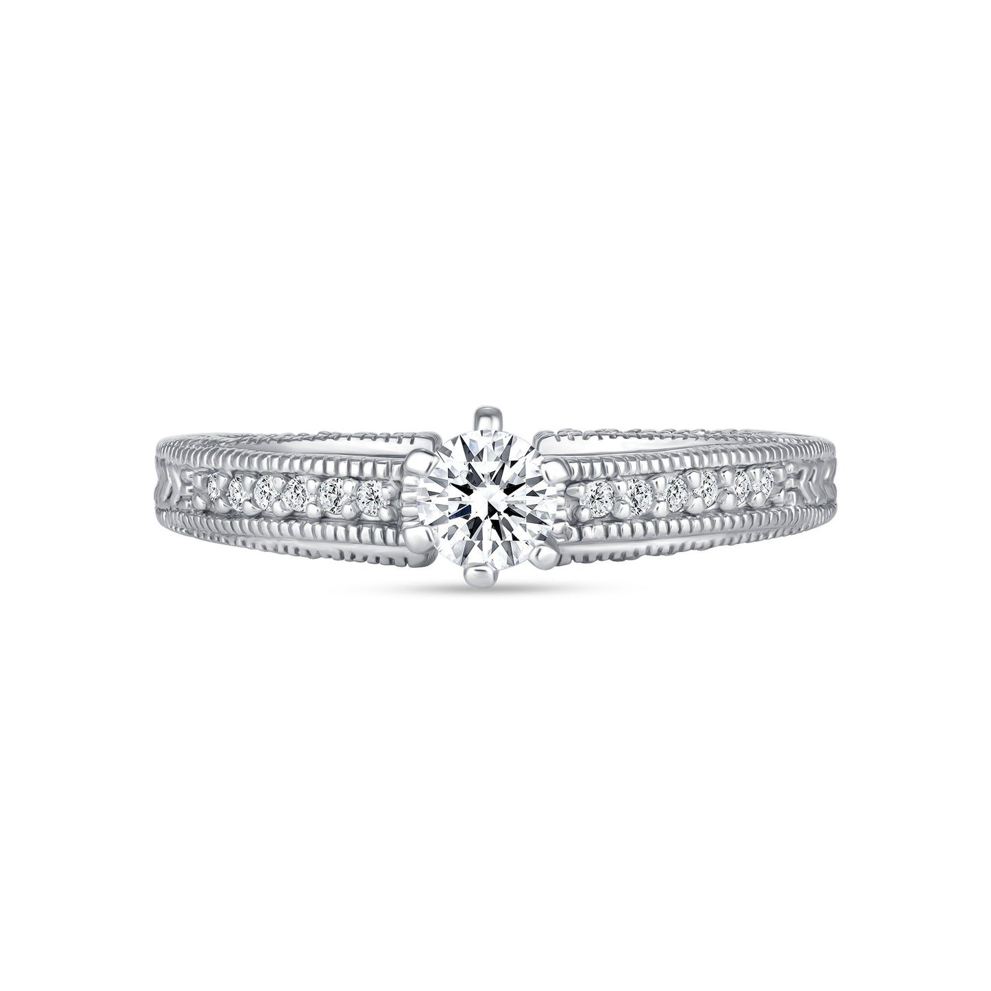 Victoria Round Centerstone Engagement Ring