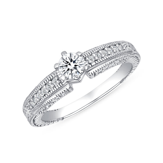 Victoria Round Centerstone Engagement Ring