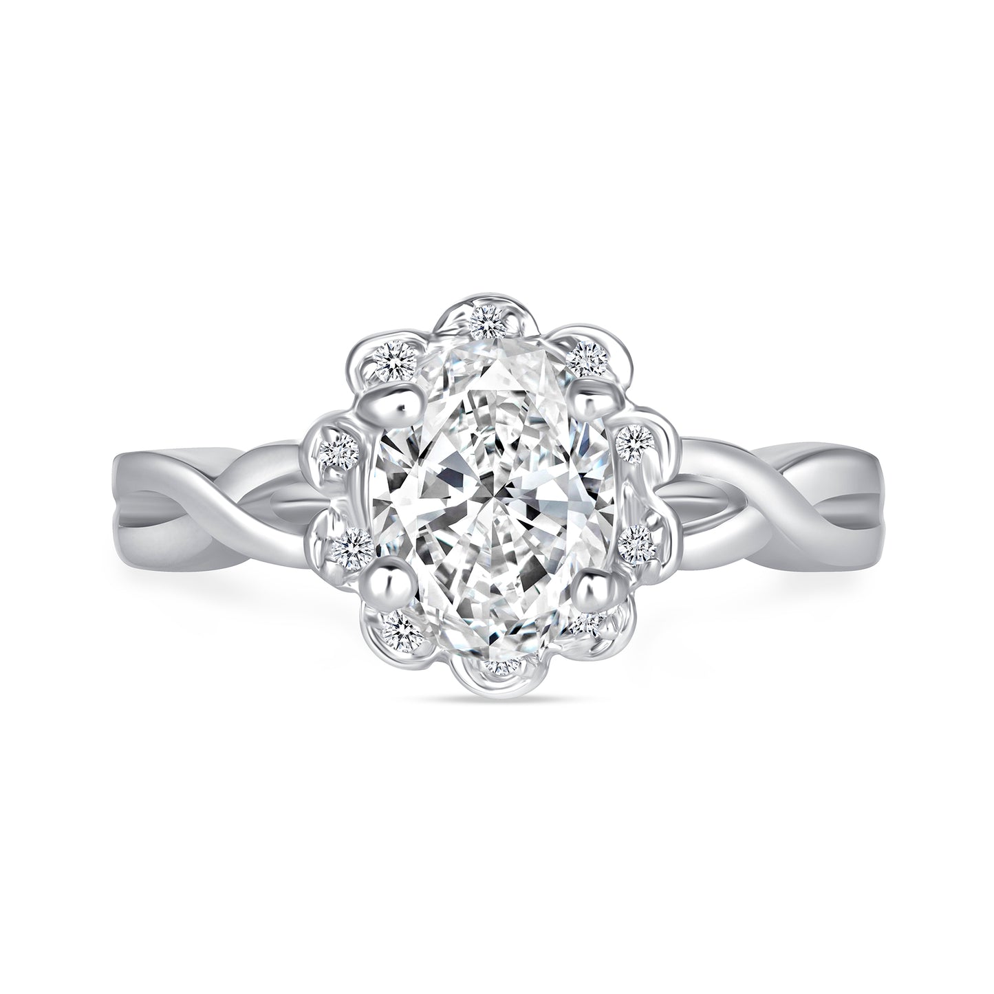 Floral Serenity Oval Engagement Ring