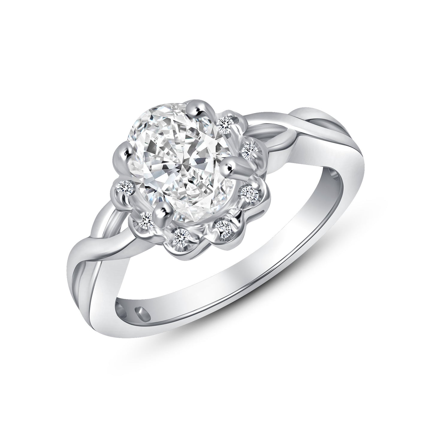 Floral Serenity Oval Engagement Ring