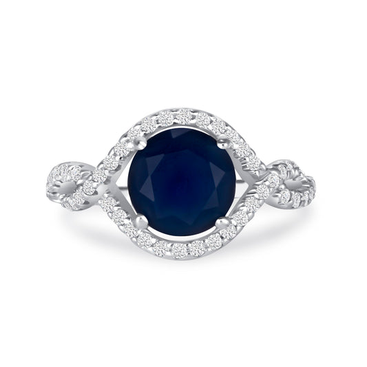 Mystical Sapphire Round Centerstone Engagement Ring