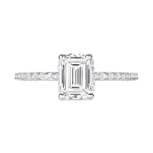 Blythe Emerald Cut Centerstone Hidden Halo Engagement Ring