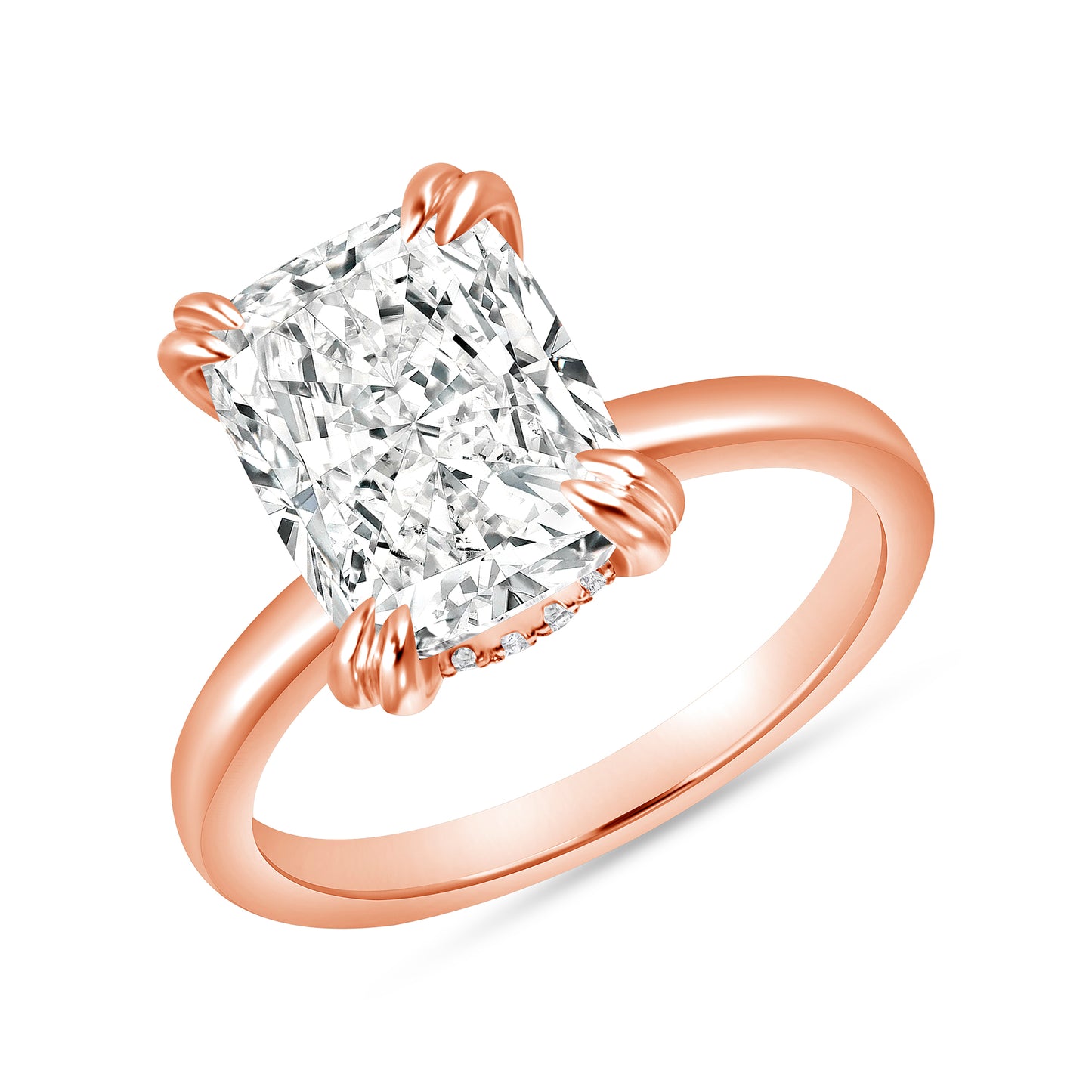 Hidden Halo Radiant Centerstone Engagement Ring