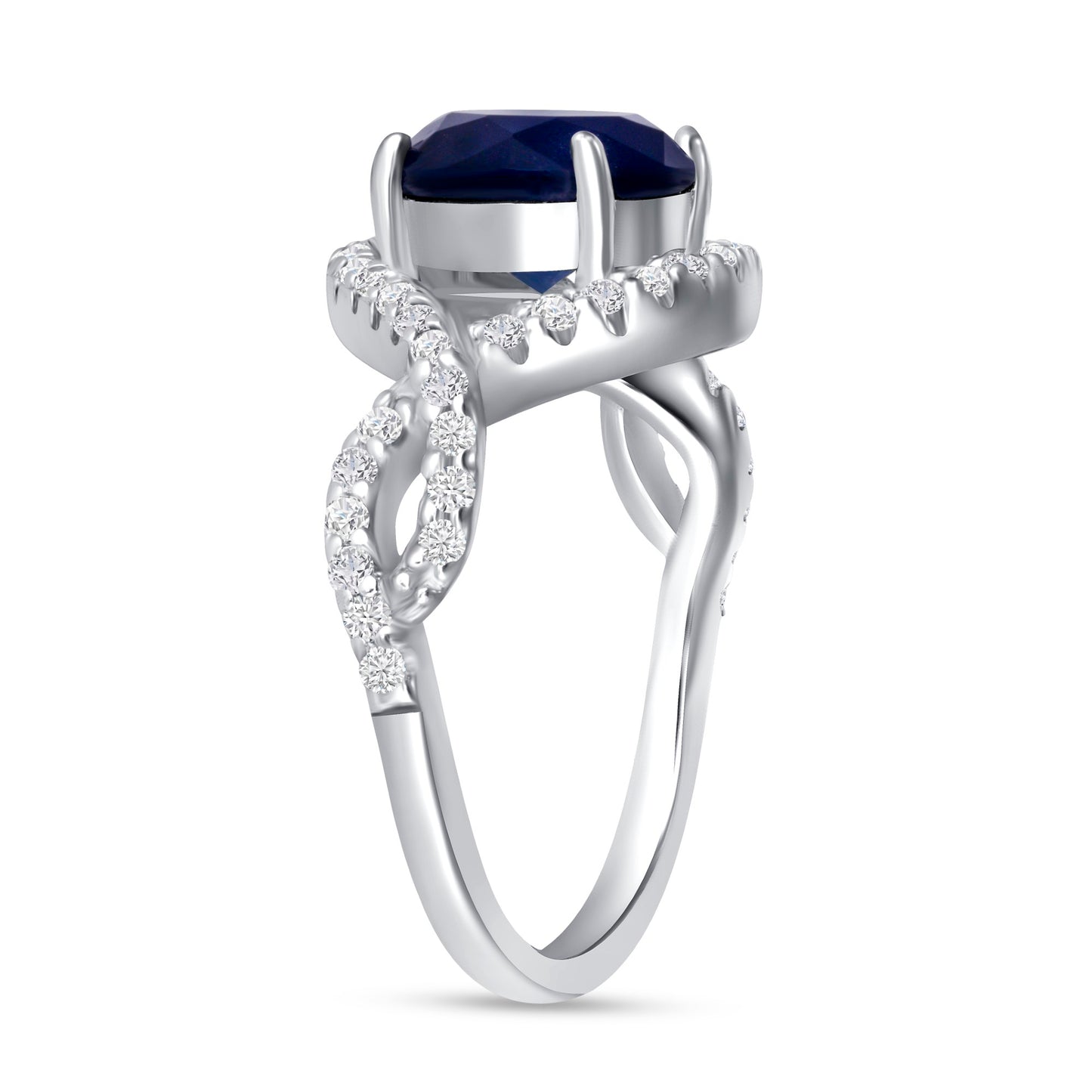 Mystical Sapphire Round Centerstone Engagement Ring