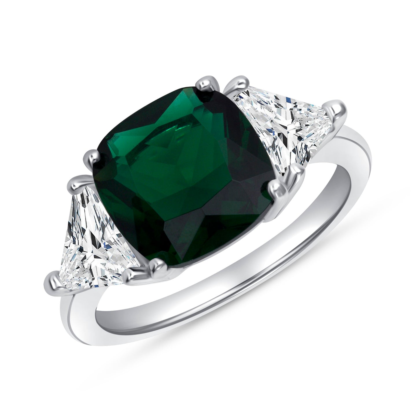 Affection Emerald Cushion Centerstone Engagement Ring