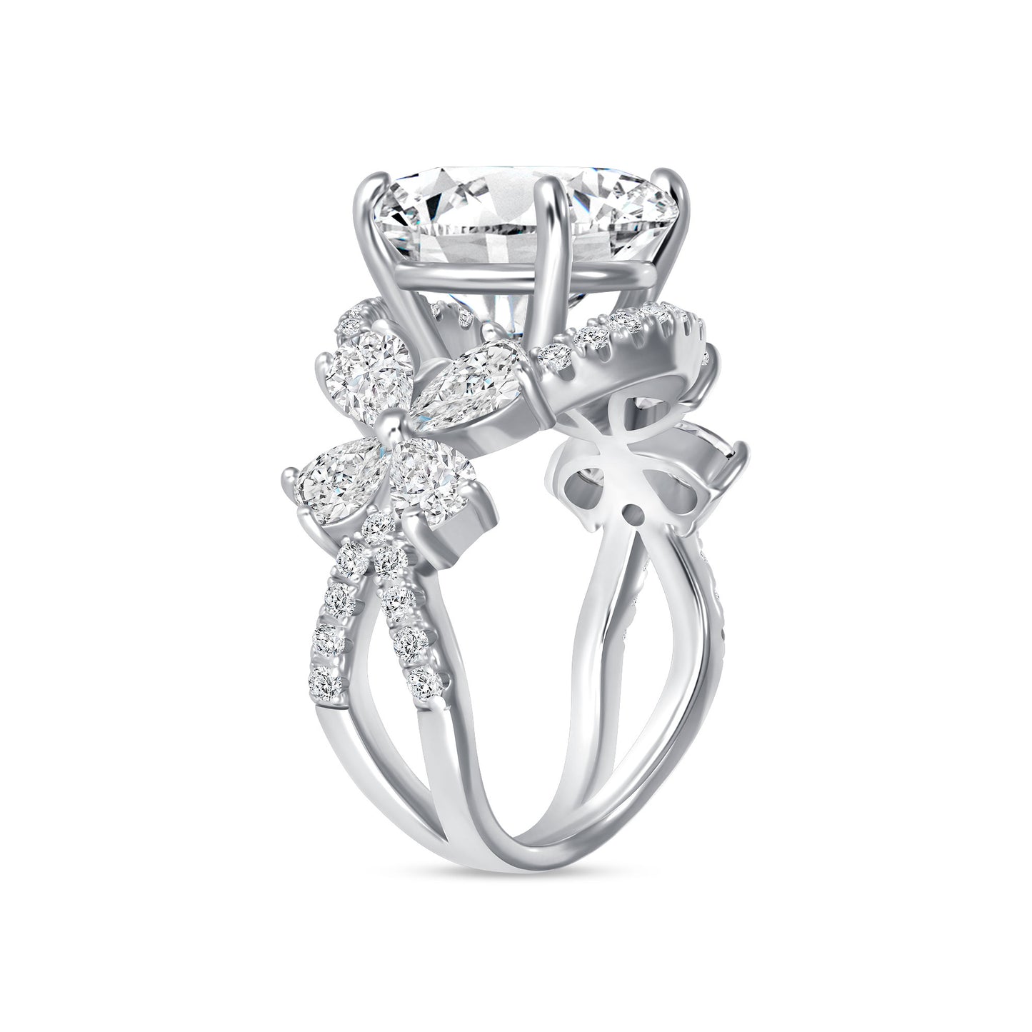 Pollination Round Centerstone Engagement Ring