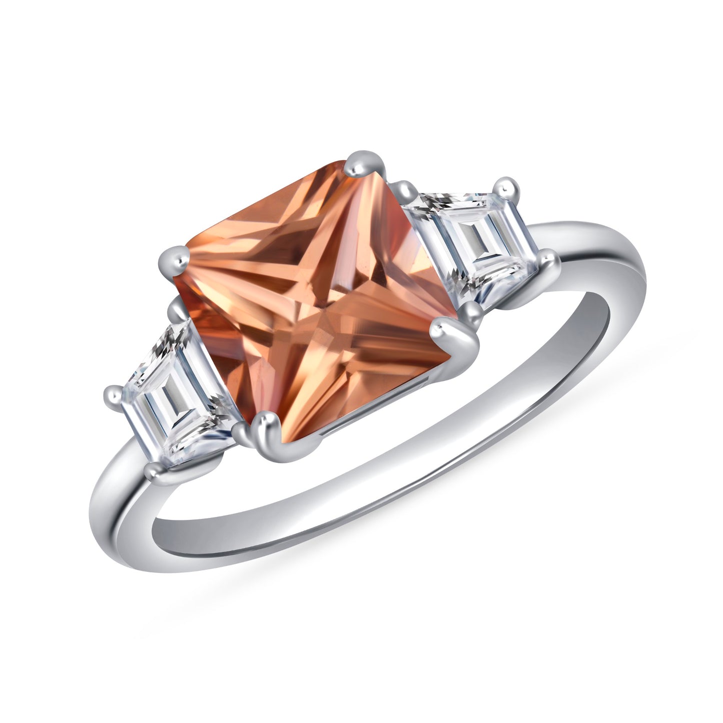 Ember Morganite Princess Centerstone Engagement Ring