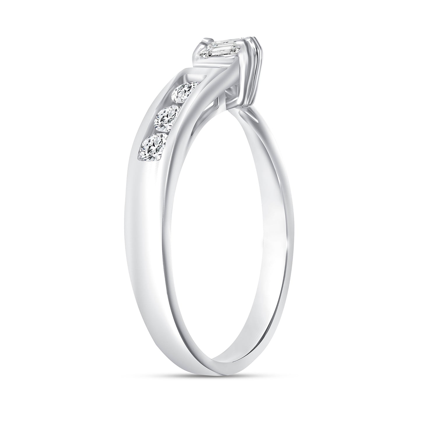 Tetrad Crescent Baguette Diamond Band