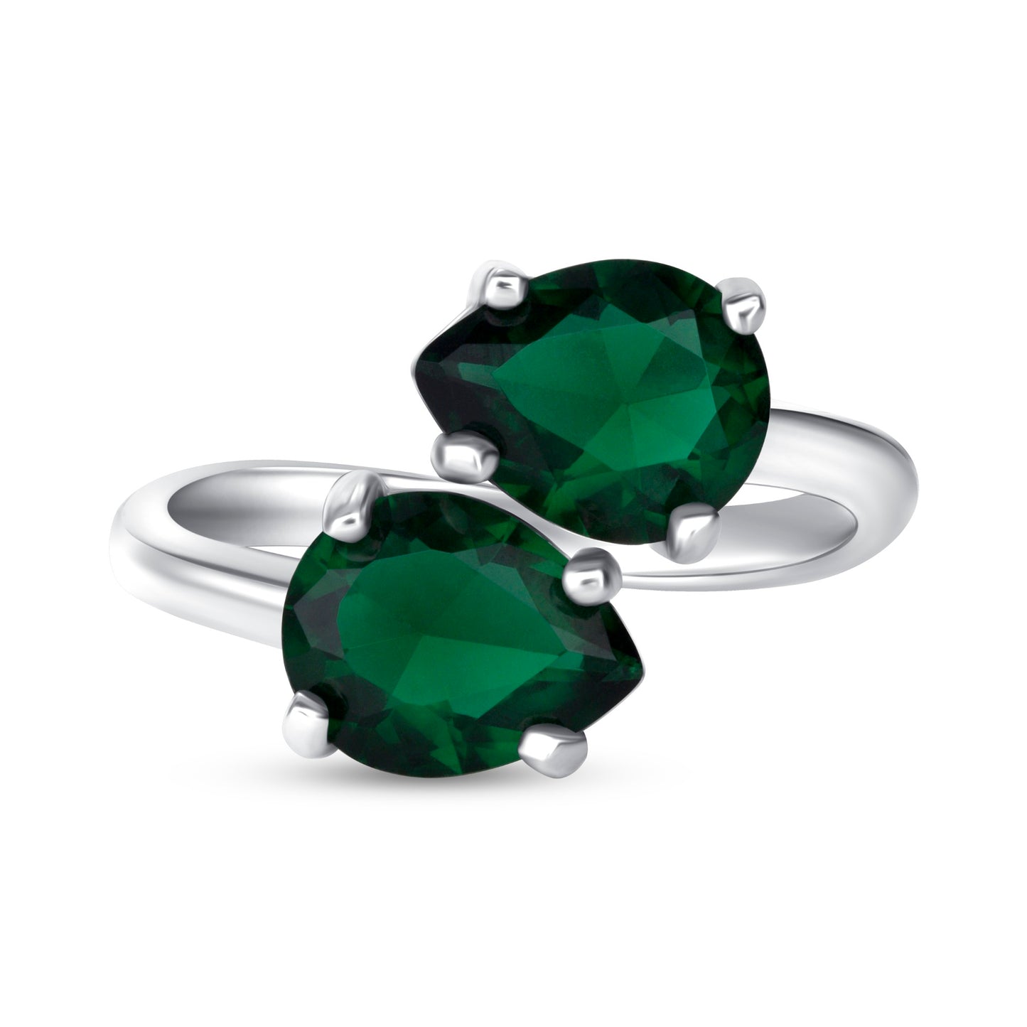 Bond Pear Cut Emerald Two Stone Ring