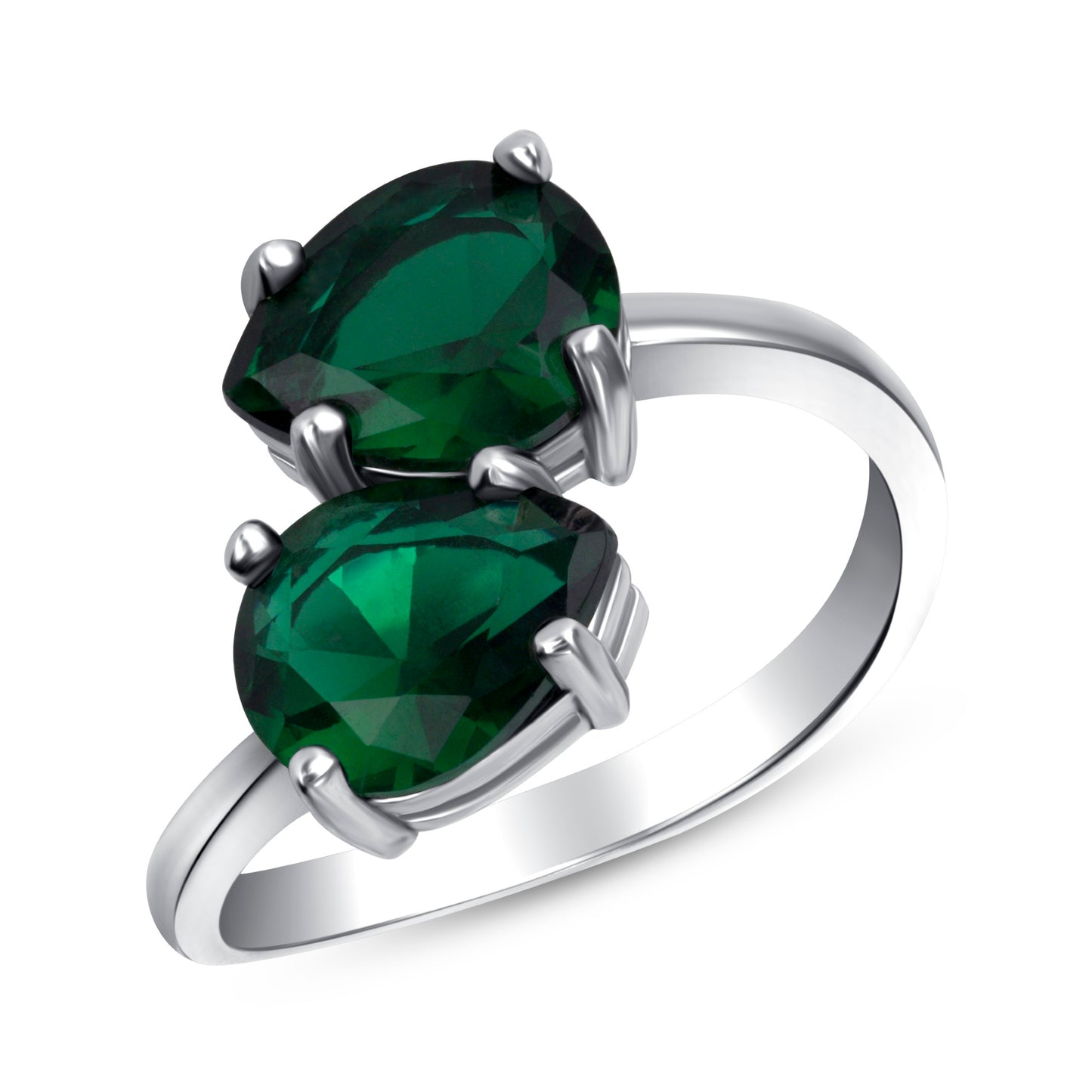 Bond Pear Cut Emerald Two Stone Ring