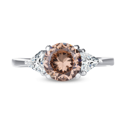 Pink Diamond Round Centerstone Engagement Ring