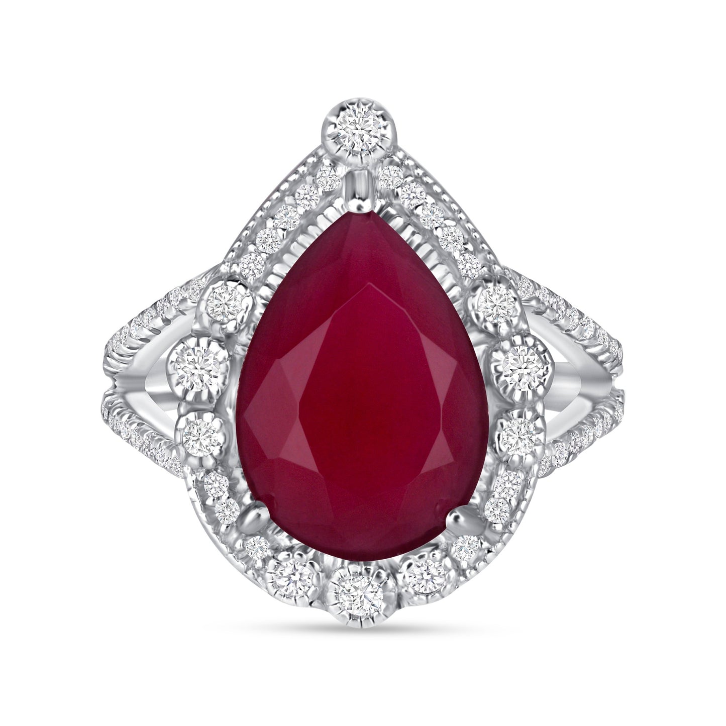 Eunice Pear Ruby Centerstone Engagement Ring