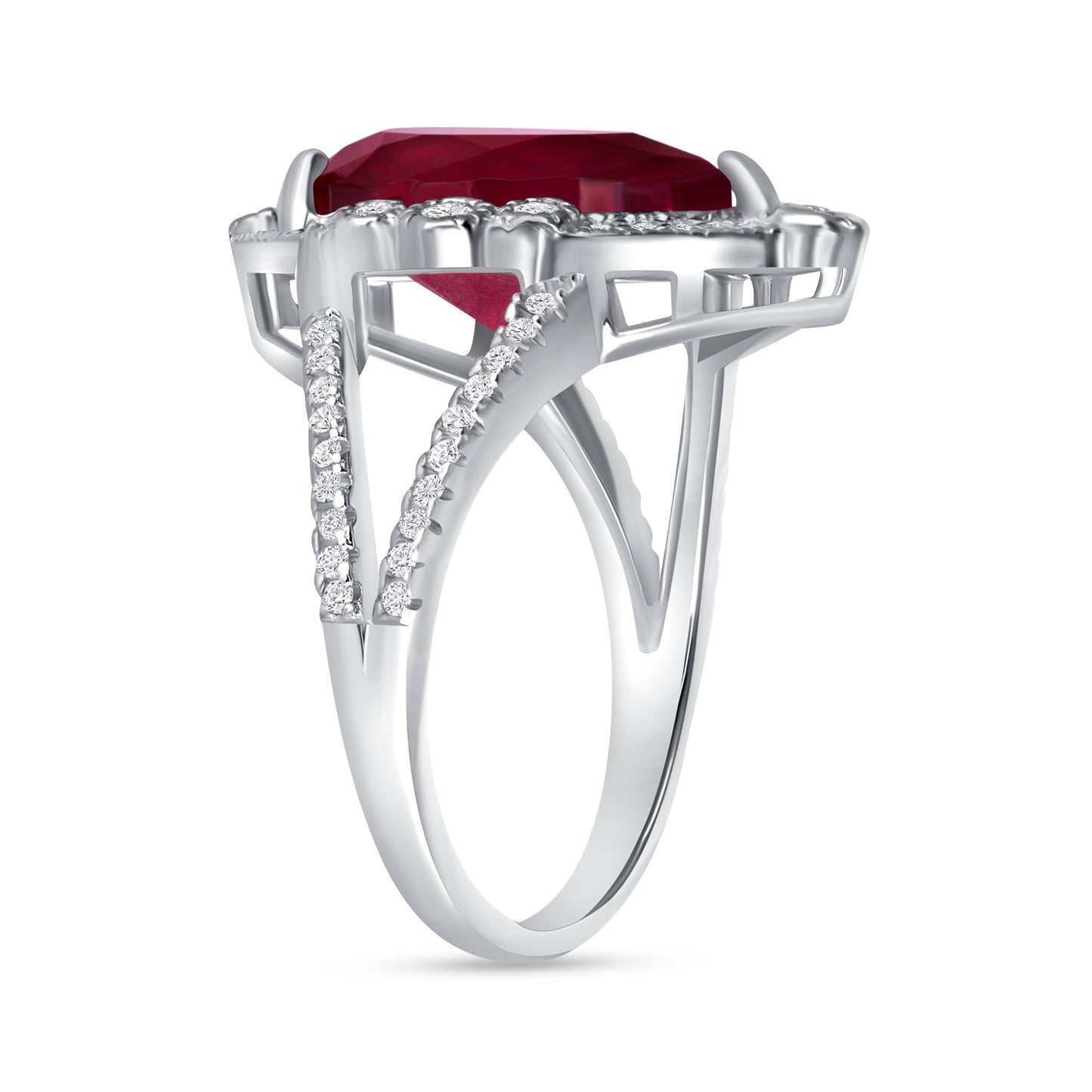 Eunice Pear Ruby Centerstone Engagement Ring