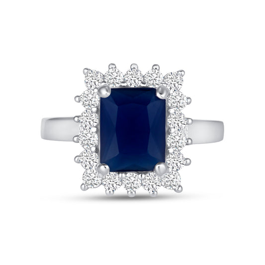 Midnight Sapphire Emerald Cut Engagement Ring