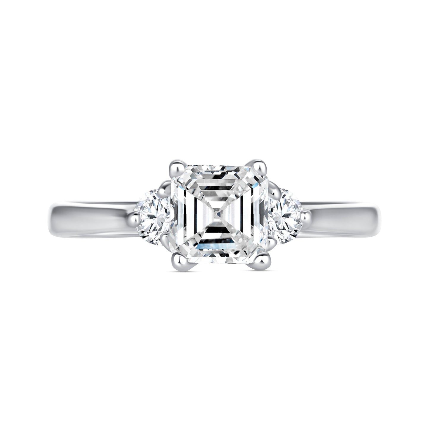 Crescent Asscher Centerstone Engagement Ring