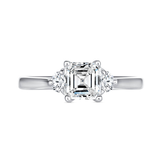 Crescent Asscher Centerstone Engagement Ring