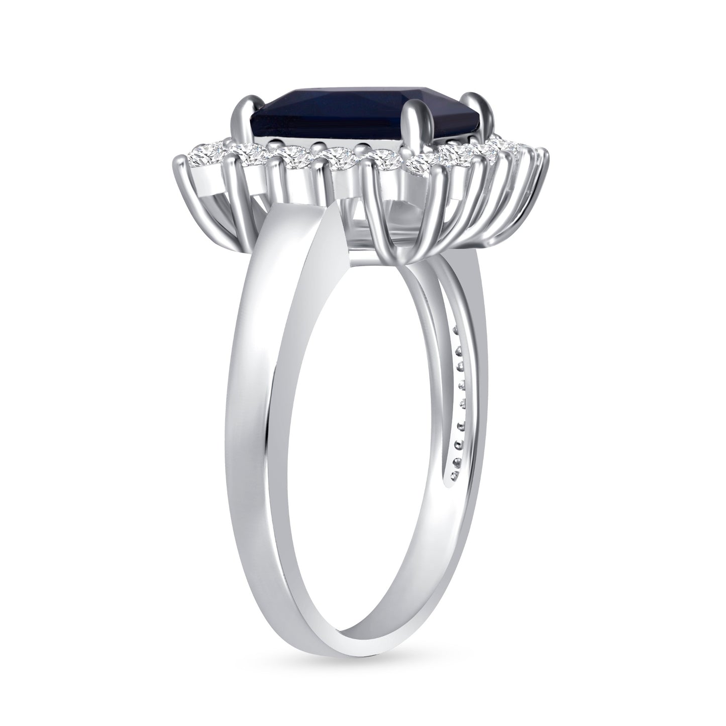 Midnight Sapphire Emerald Cut Engagement Ring