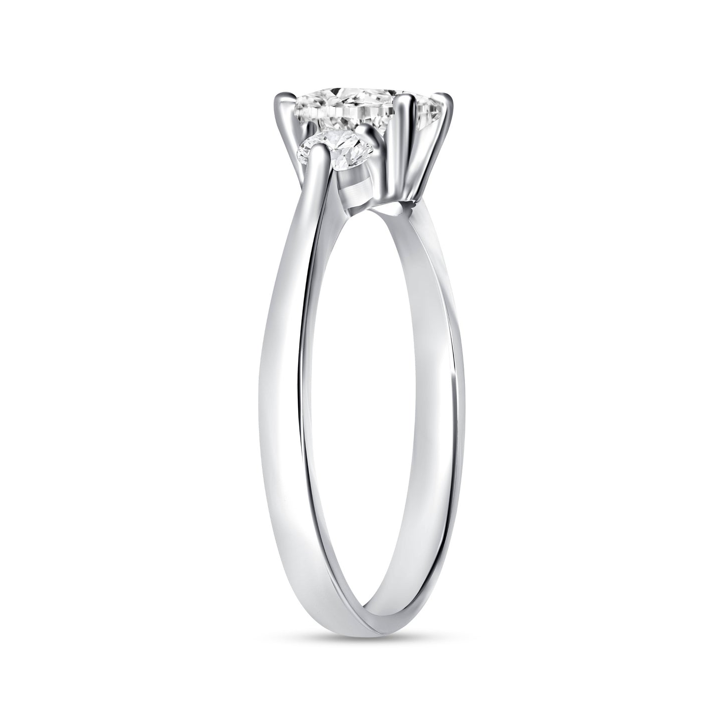 Crescent Asscher Centerstone Engagement Ring