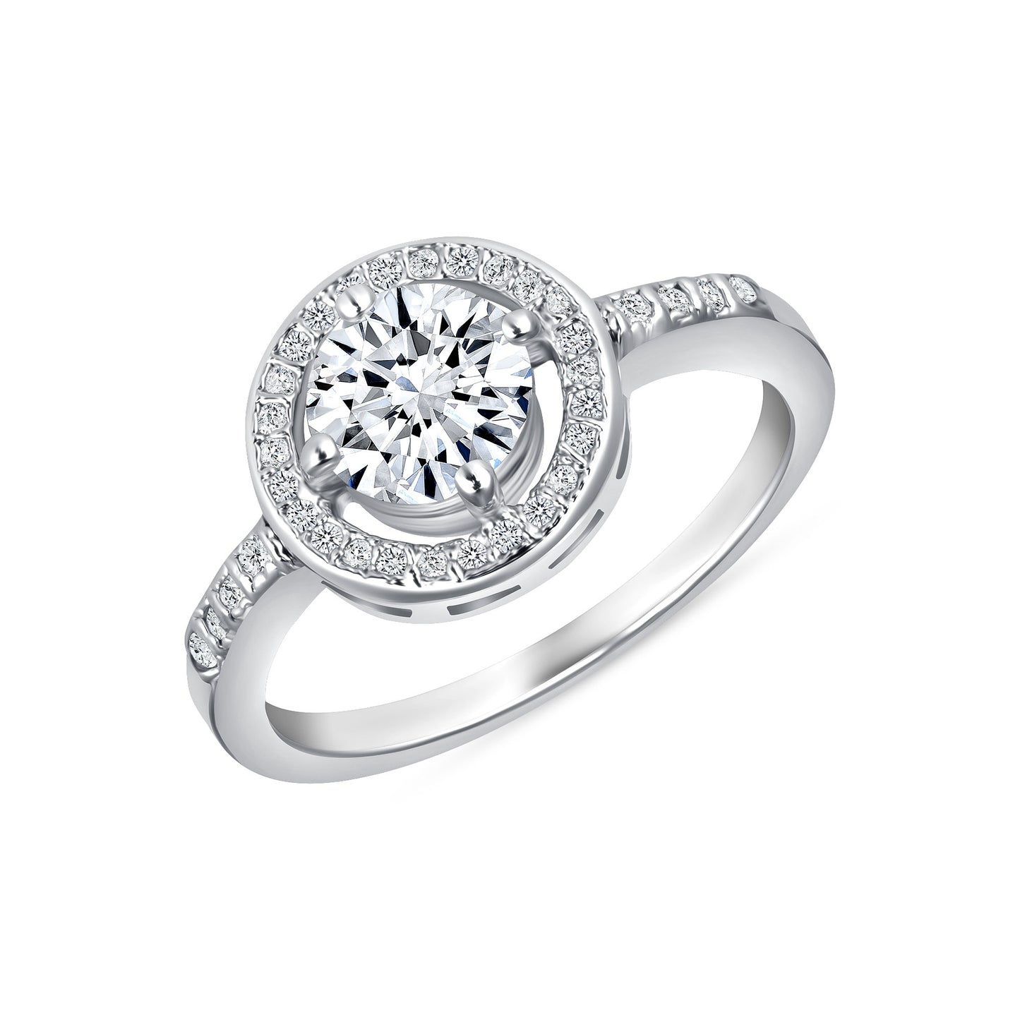 Veil Halo Round Centerstone Engagement Ring