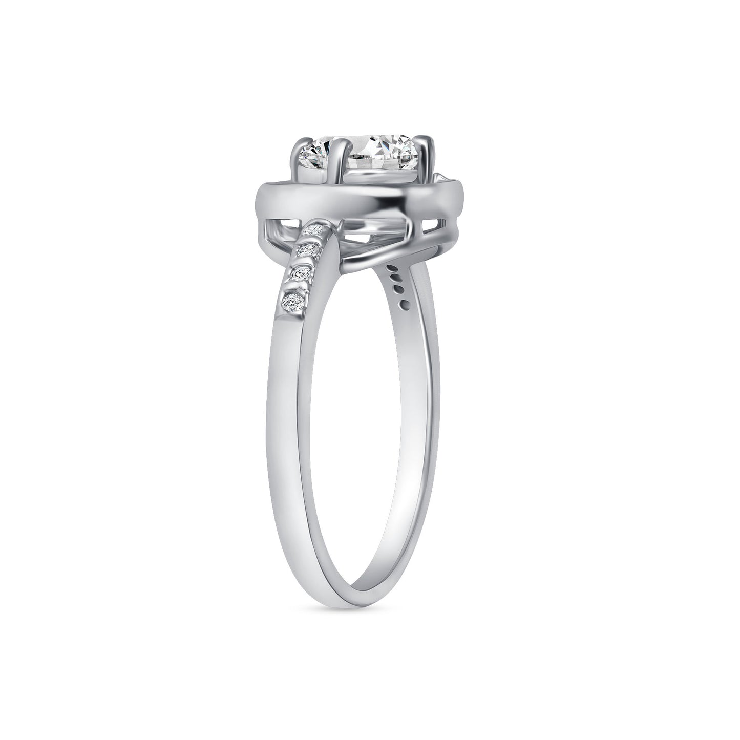 Veil Halo Round Centerstone Engagement Ring