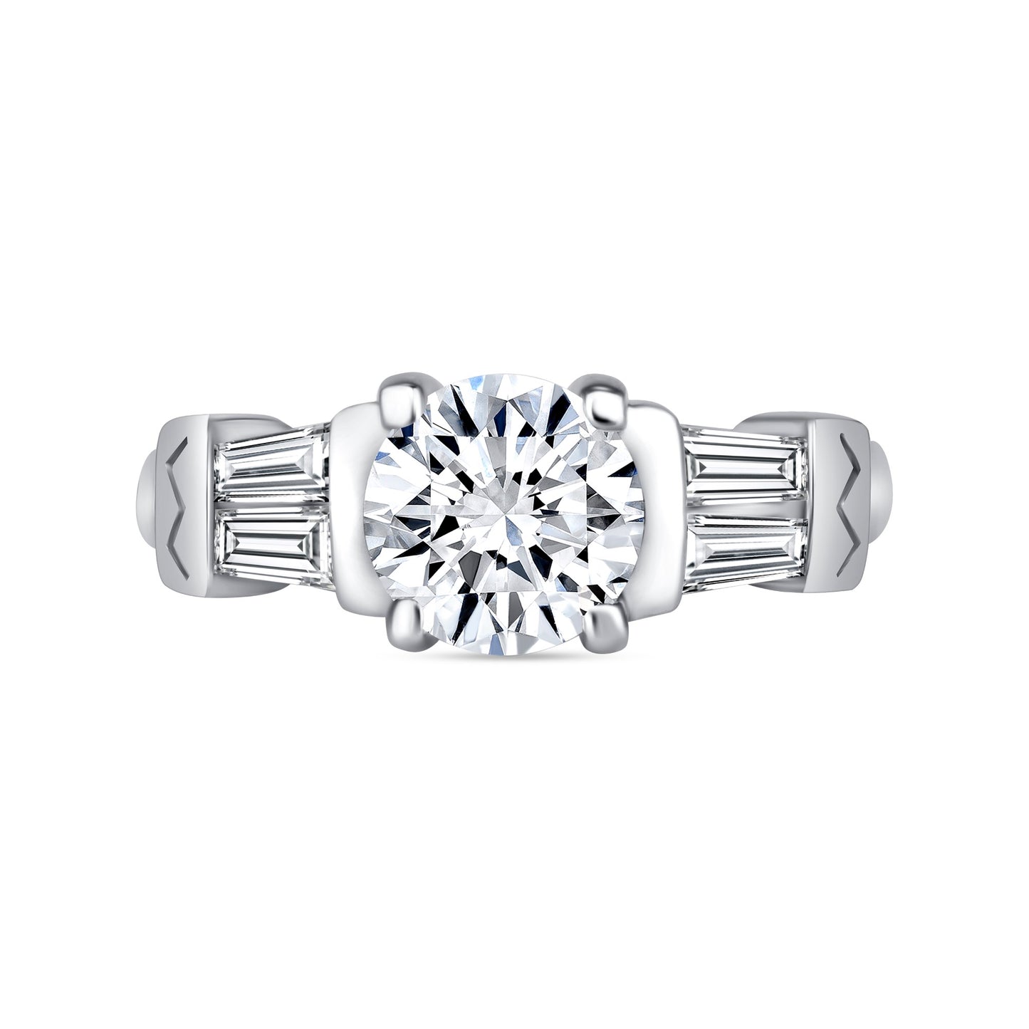 Luminous Serenade Round Centerstone Baguette Engagement Ring