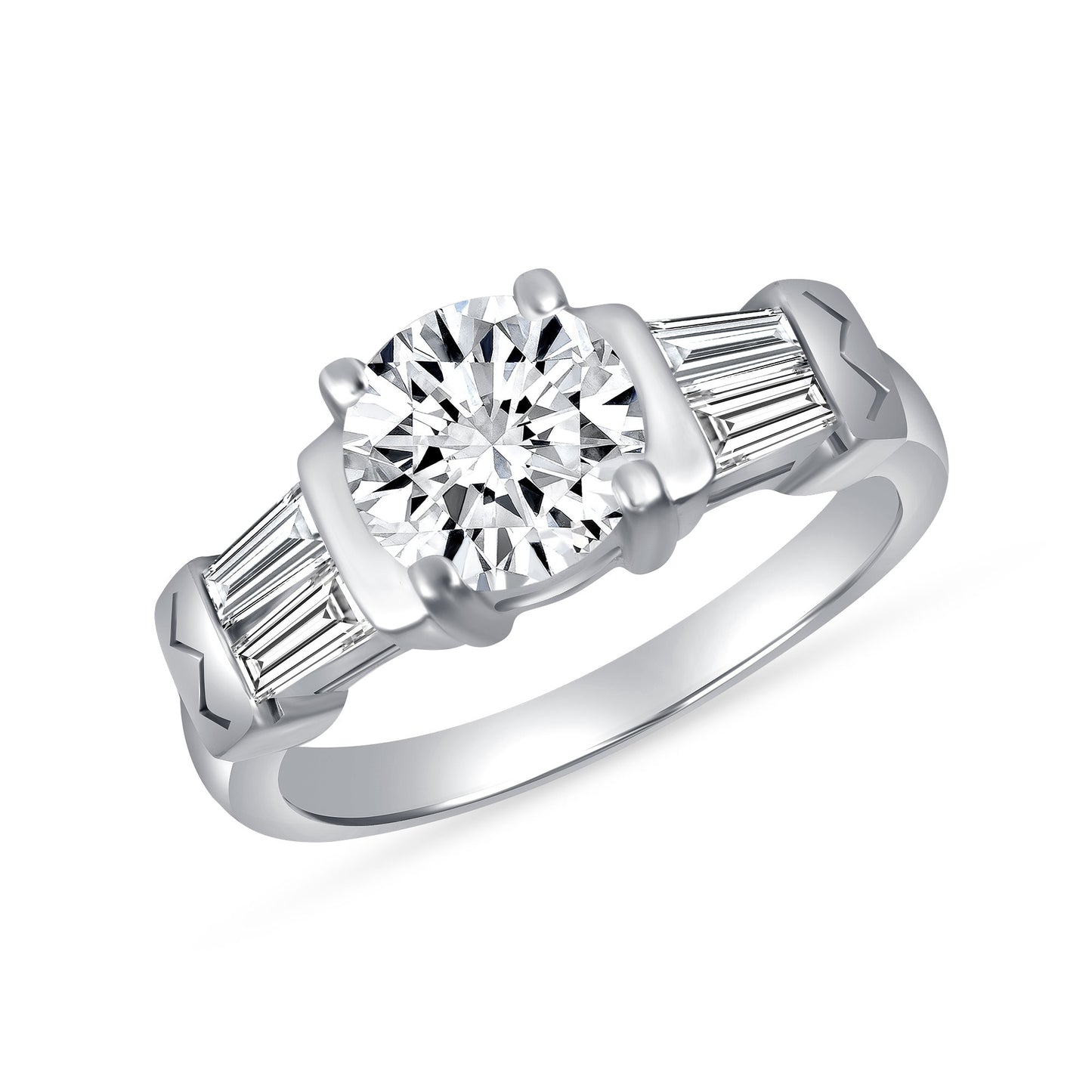 Luminous Serenade Round Centerstone Baguette Engagement Ring